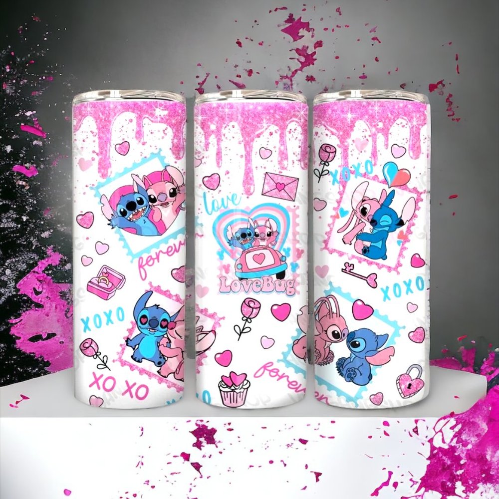 ****SUPER CUTE STITCH  20oz STAINLESS STEEL INSULATED SKINNY TUMBLER ( 1PC )****